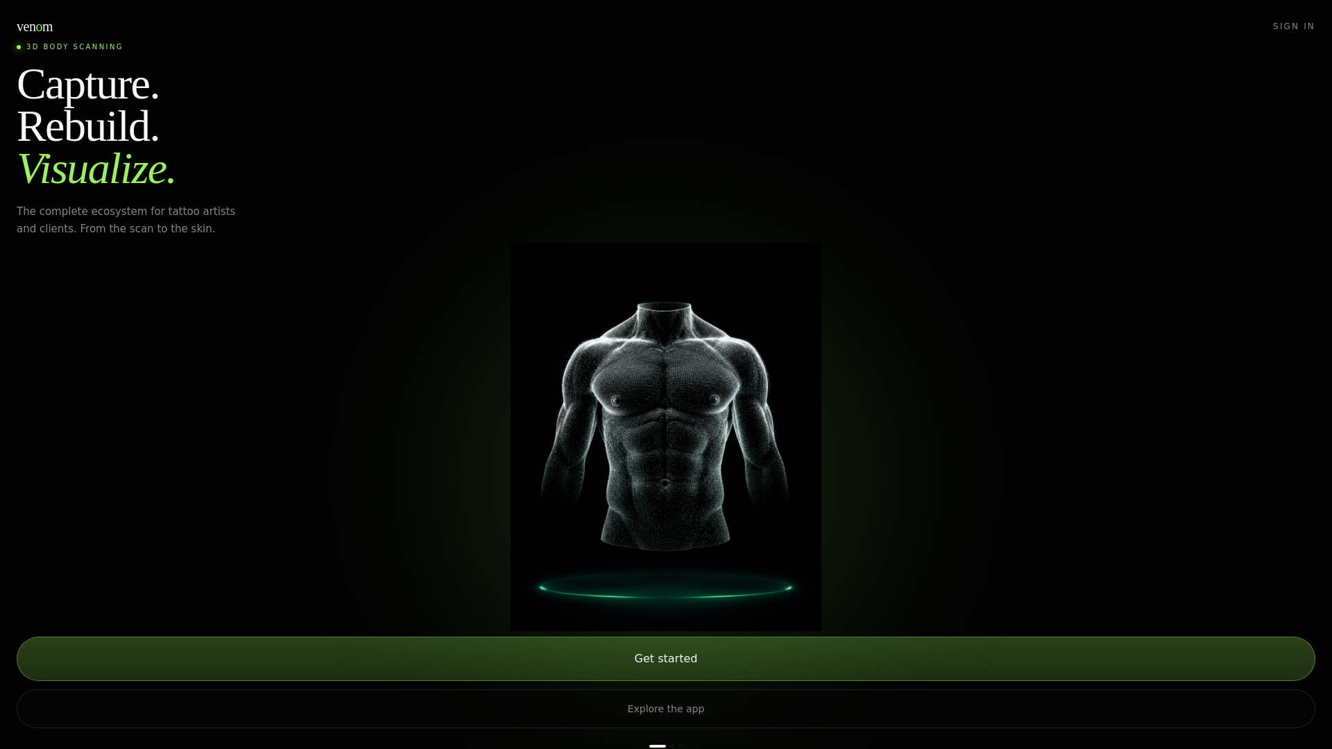 DremonPro Mobile 3D body scan home screen